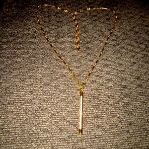 Swarovski gold tone and rose crystal necklace